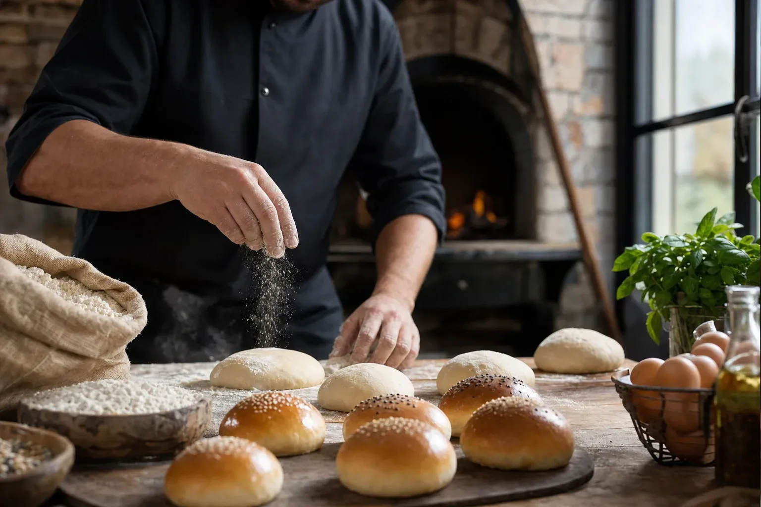 Burger au steak haché et fromage fondu dans un pain brioché doré, tenu contre un fond sombre