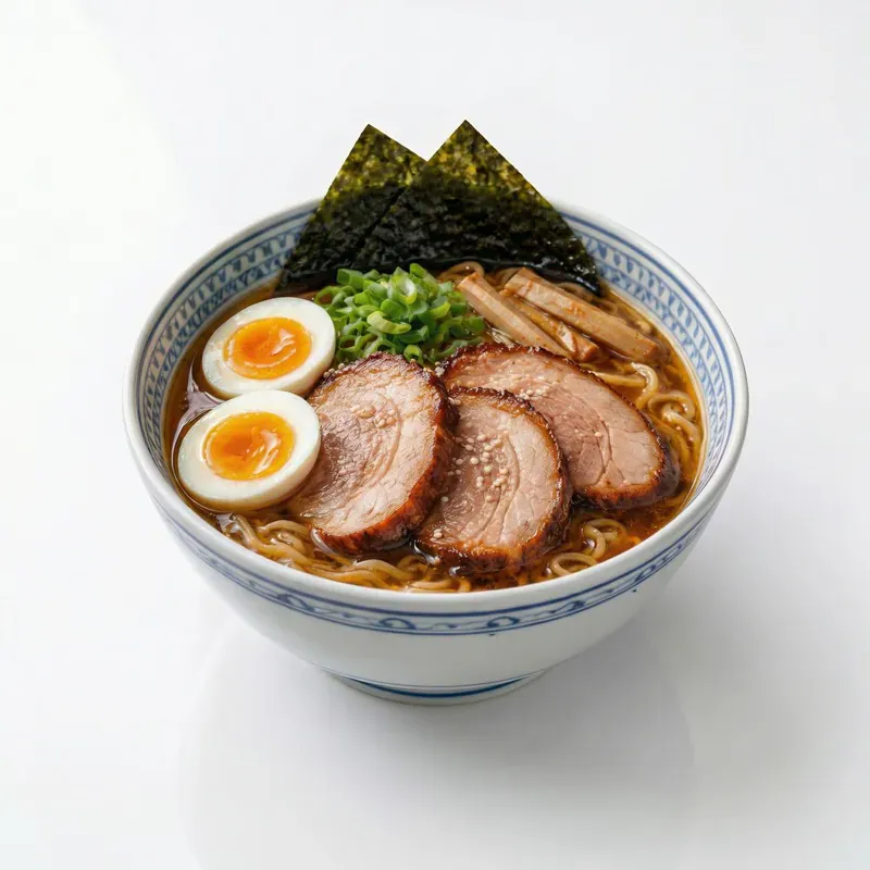 Bol de ramen japonais garni de chashu, œuf mollet et nori, servi chez Yoki Ramen à Melun