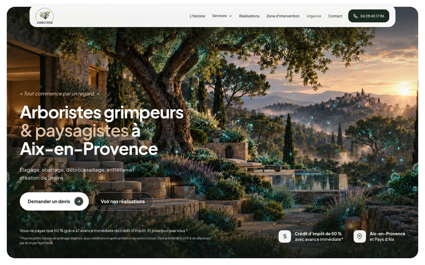 Site de Arborise, réalisation Digiflow