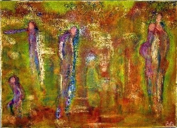 Peinture abstraite : silhouettes colorées
