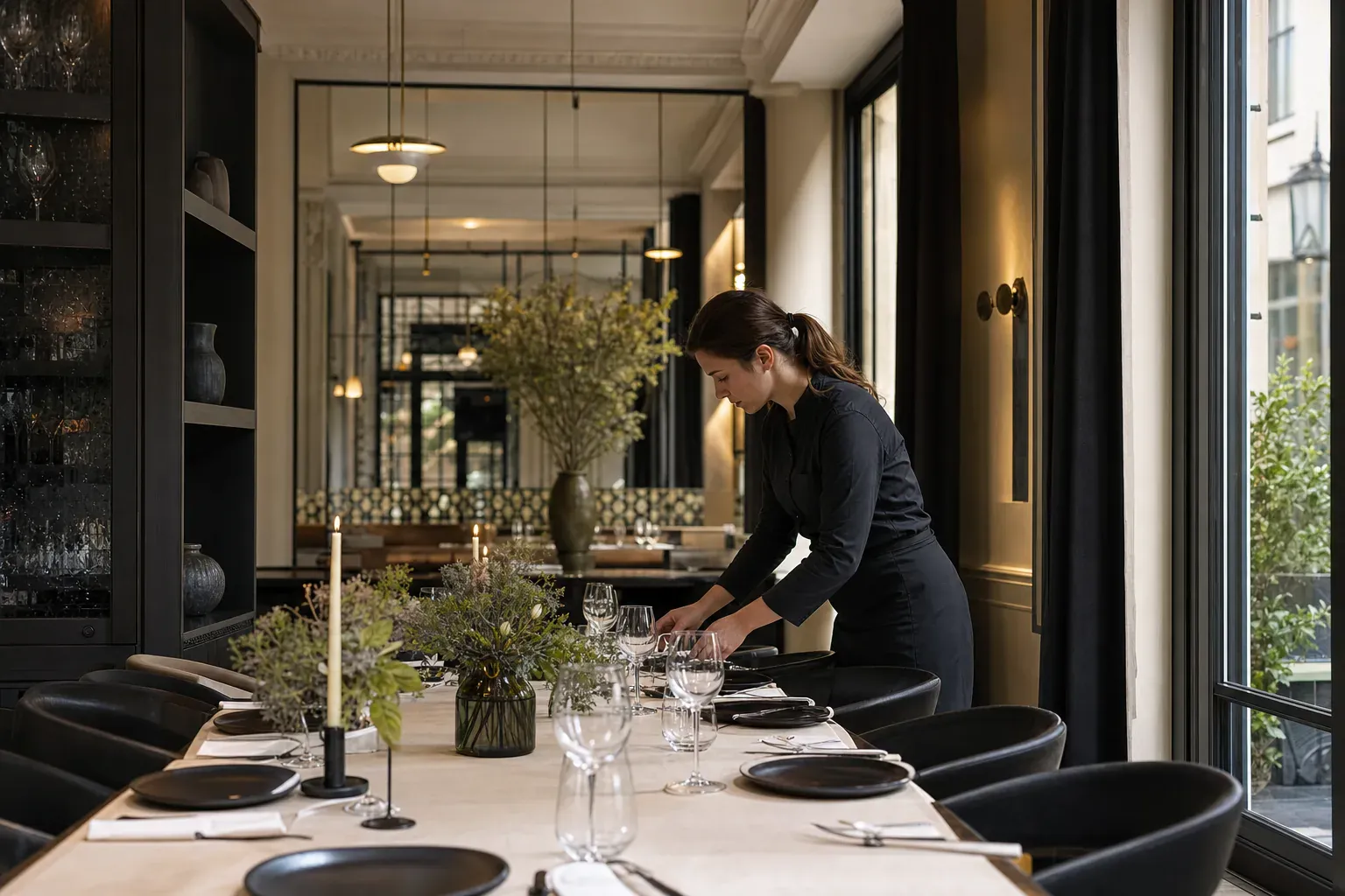 Illustration d'un organisateur préparant la privatisation d'un restaurant : date, format et menu.