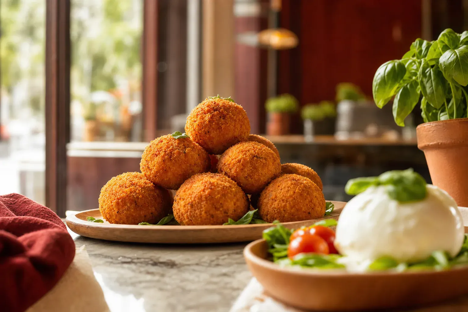 Arancini : l'héritage arabo-sicilien du riz safrané Illustration d'arancini siciliens à la croûte dorée, évoquant l'histoire de la recette sicilienne
