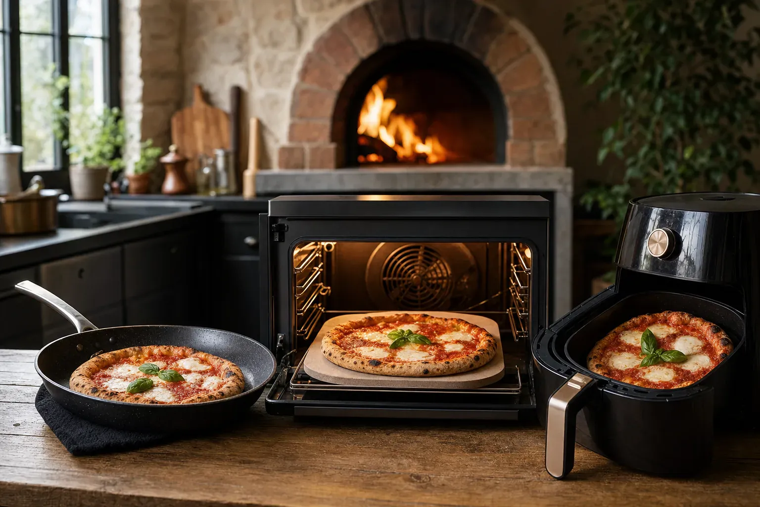 Illustration : réchauffer une part de pizza à la poêle et au four pour retrouver une pâte croustillante