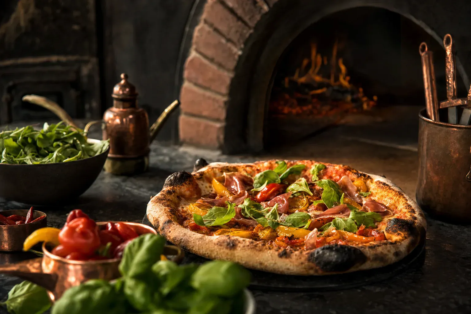 Illustration d'une panizza, ce panini-pizza à la pâte napolitaine garnie et pliée puis dorée au feu de bois