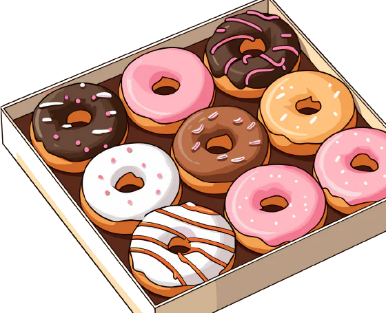 Boîte de donuts assortis