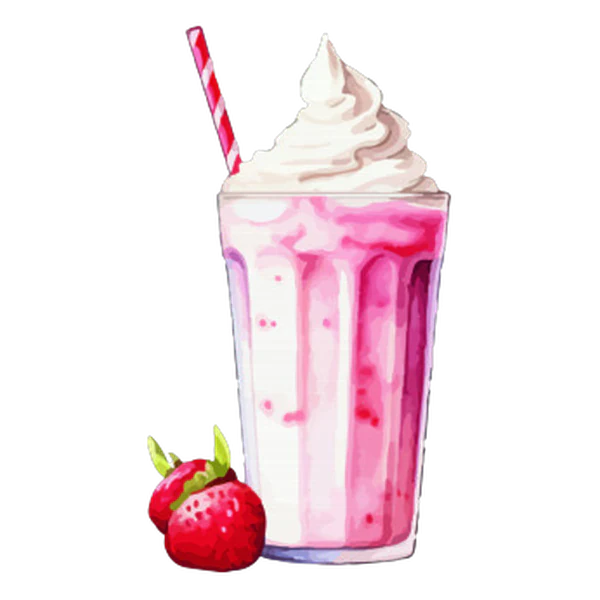 Milkshake à la fraise surmonté de chantilly