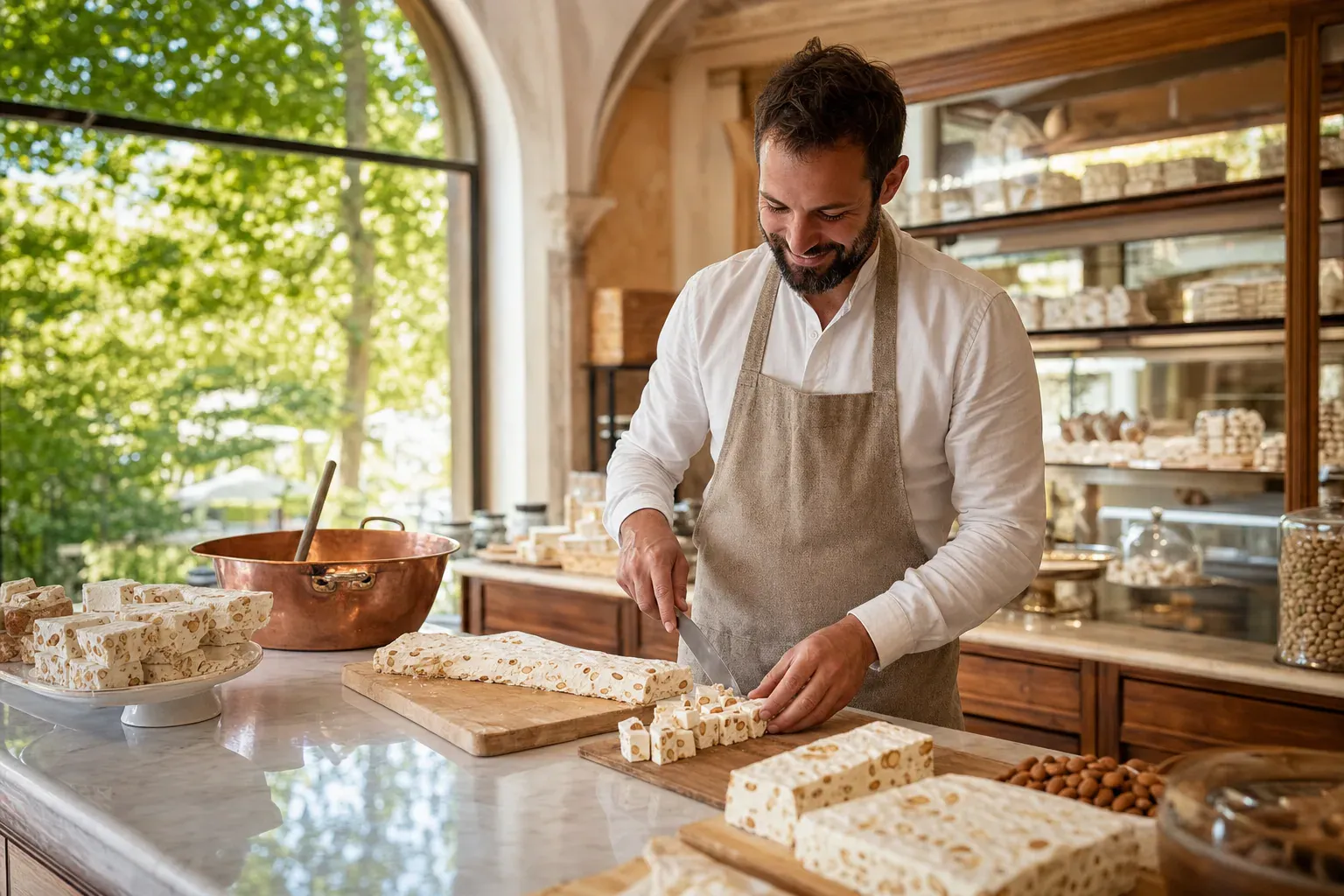 Le nougat de Provence : nougat blanc et nougat noir aux amandes et au miel, confiserie provençale