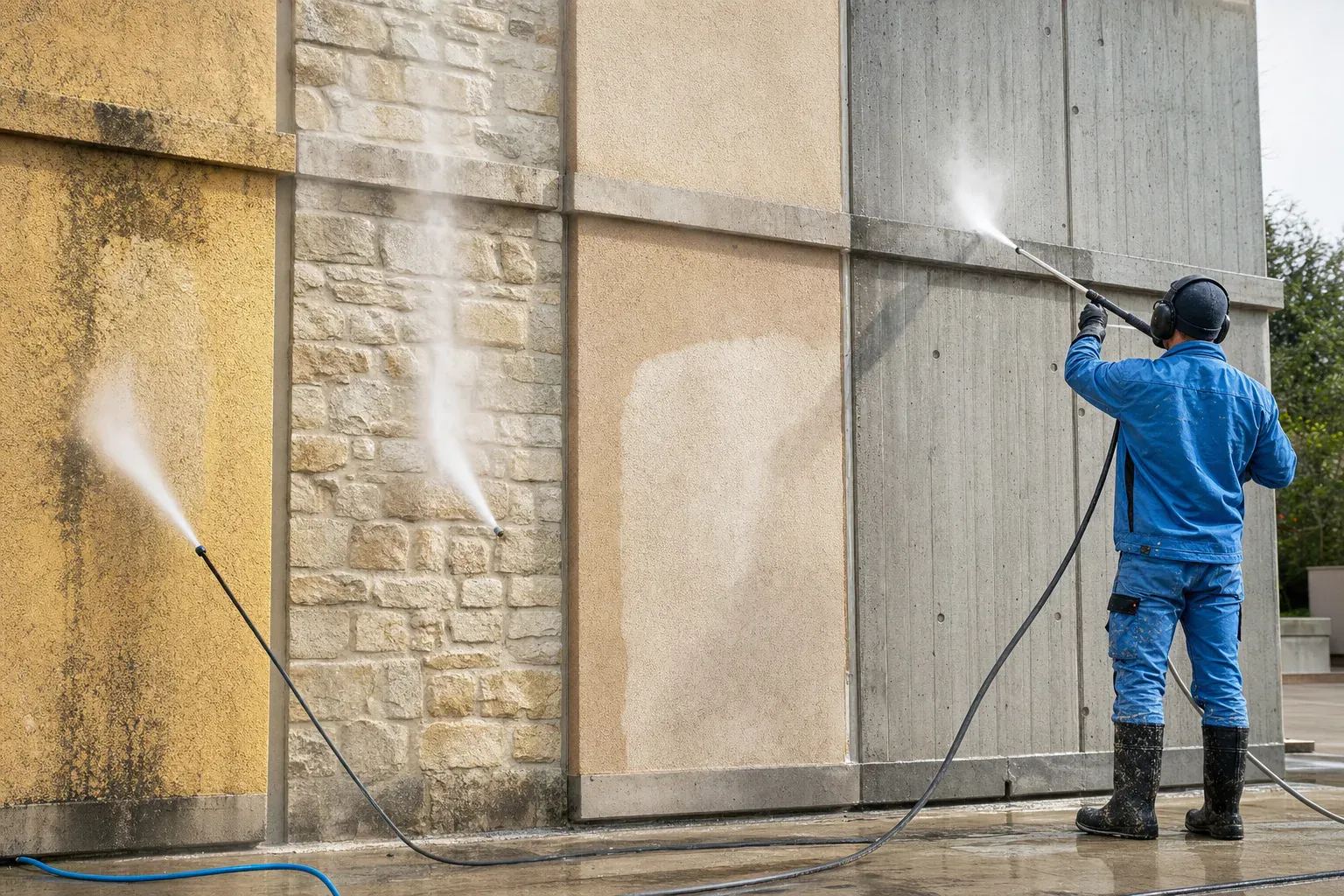 Nettoyage de façade avant ravalement : haute pression, hydrogommage ou gommage, comment…