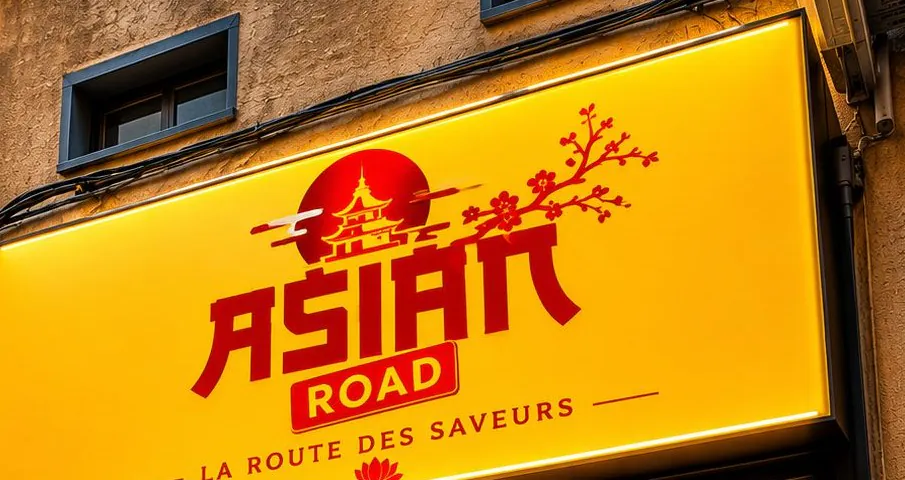 Enseigne du restaurant : ASIAN ROAD, la route des saveurs