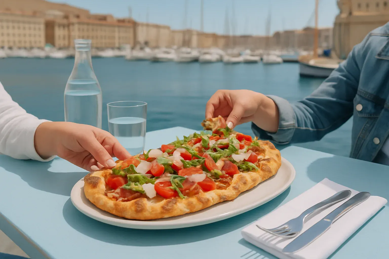 Illustration : la pinsa à partager au Vieux-Port de Marseille, l'alternative à la pizza touristique chez Pastagars