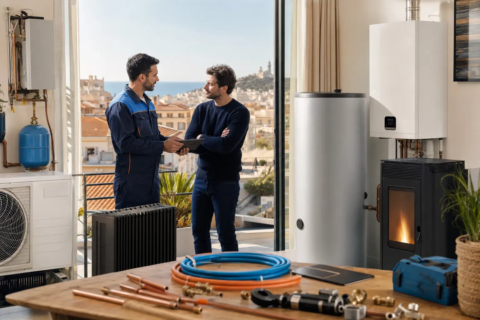 Illustration comparant les modes de chauffage les plus économiques pour un logement à Marseille
