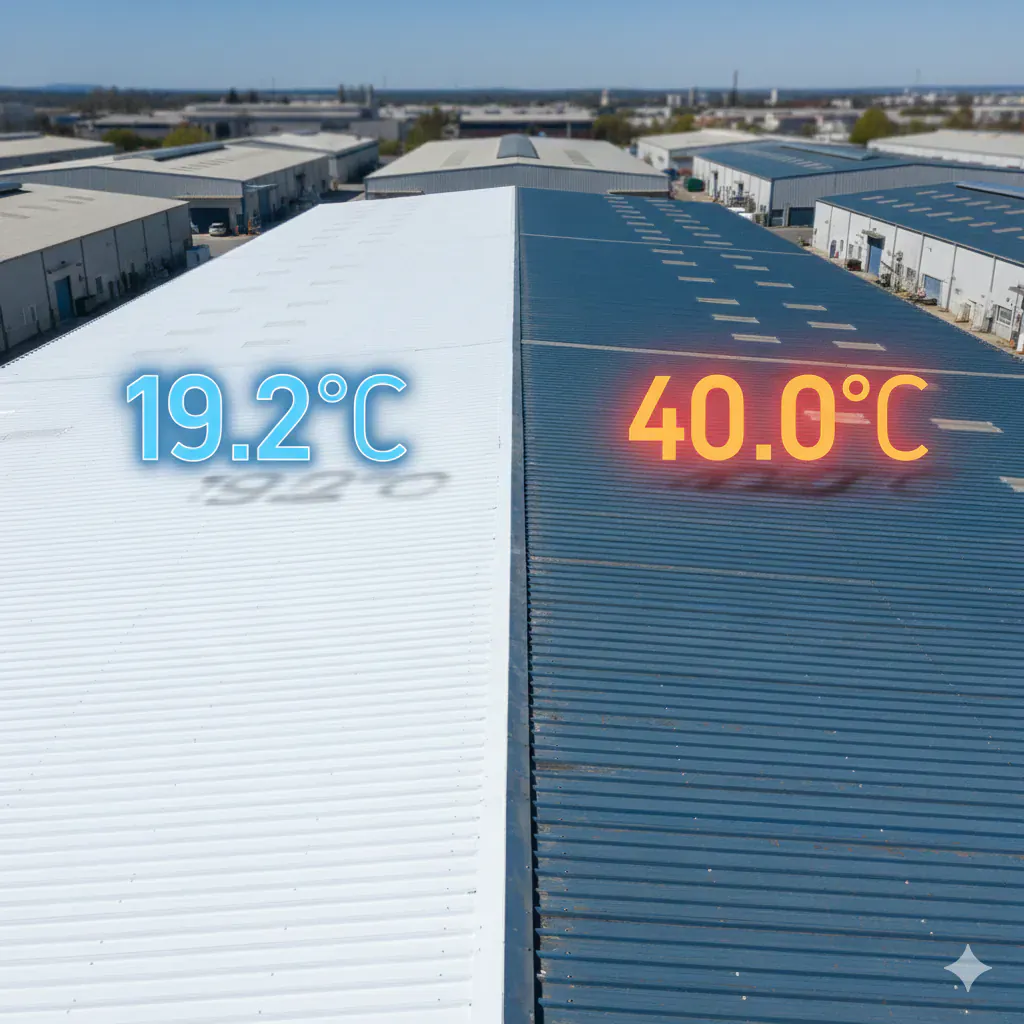 Comparaison thermique d'une toiture avant et apres traitement isolant reflechissant