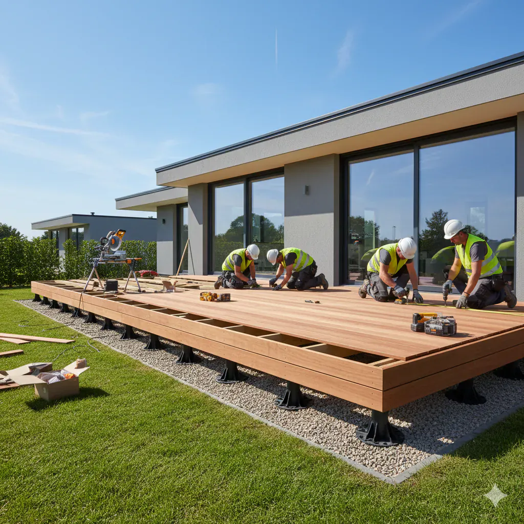 Terrasse sur plot en bois