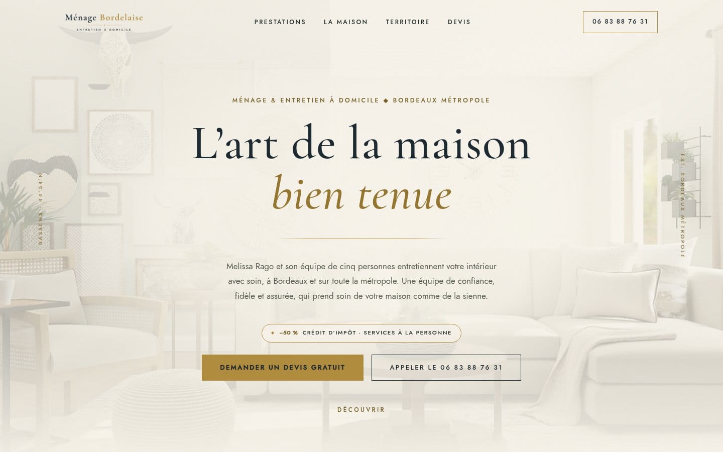 Site de Ménage Bordelais, réalisation Digiflow
