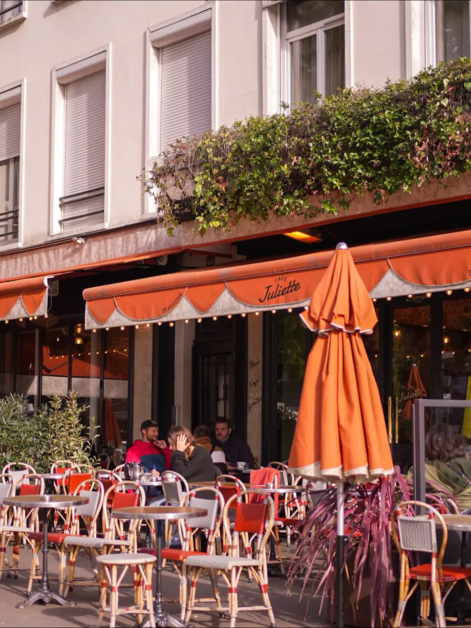 Sunny outdoor terrace at Café Juliette