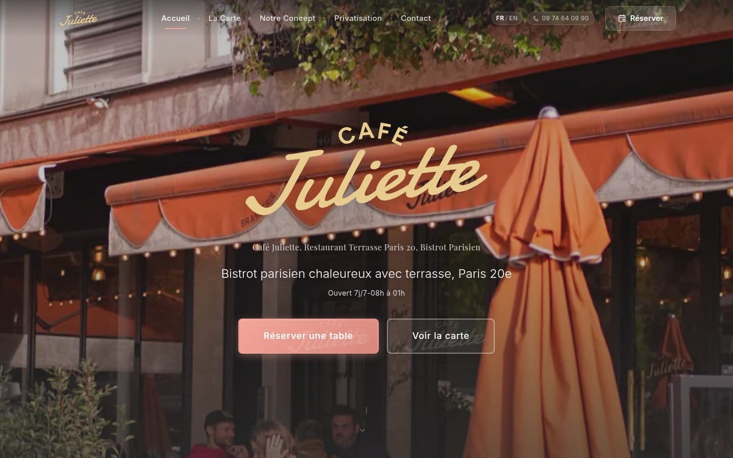 Site de Café Juliette, réalisation Digiflow