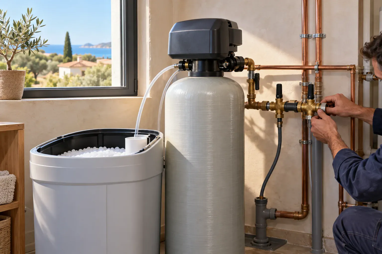 Comment fonctionne un adoucisseur d'eau ? Échange d'ions, régénération, sel et réglages…