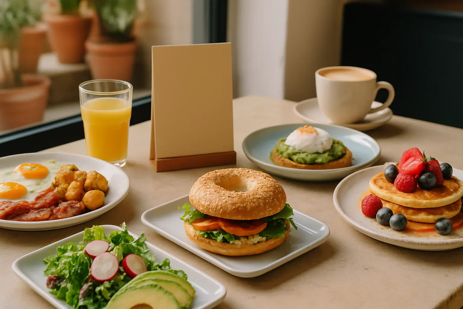 Illustration d’une table de brunch partagée entre salé et sucré
