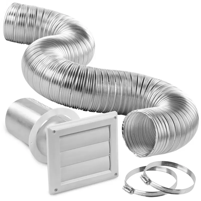 Kit de ventilation avec gaine flexible en aluminium et grille murale, matériel d'une VMC double flux