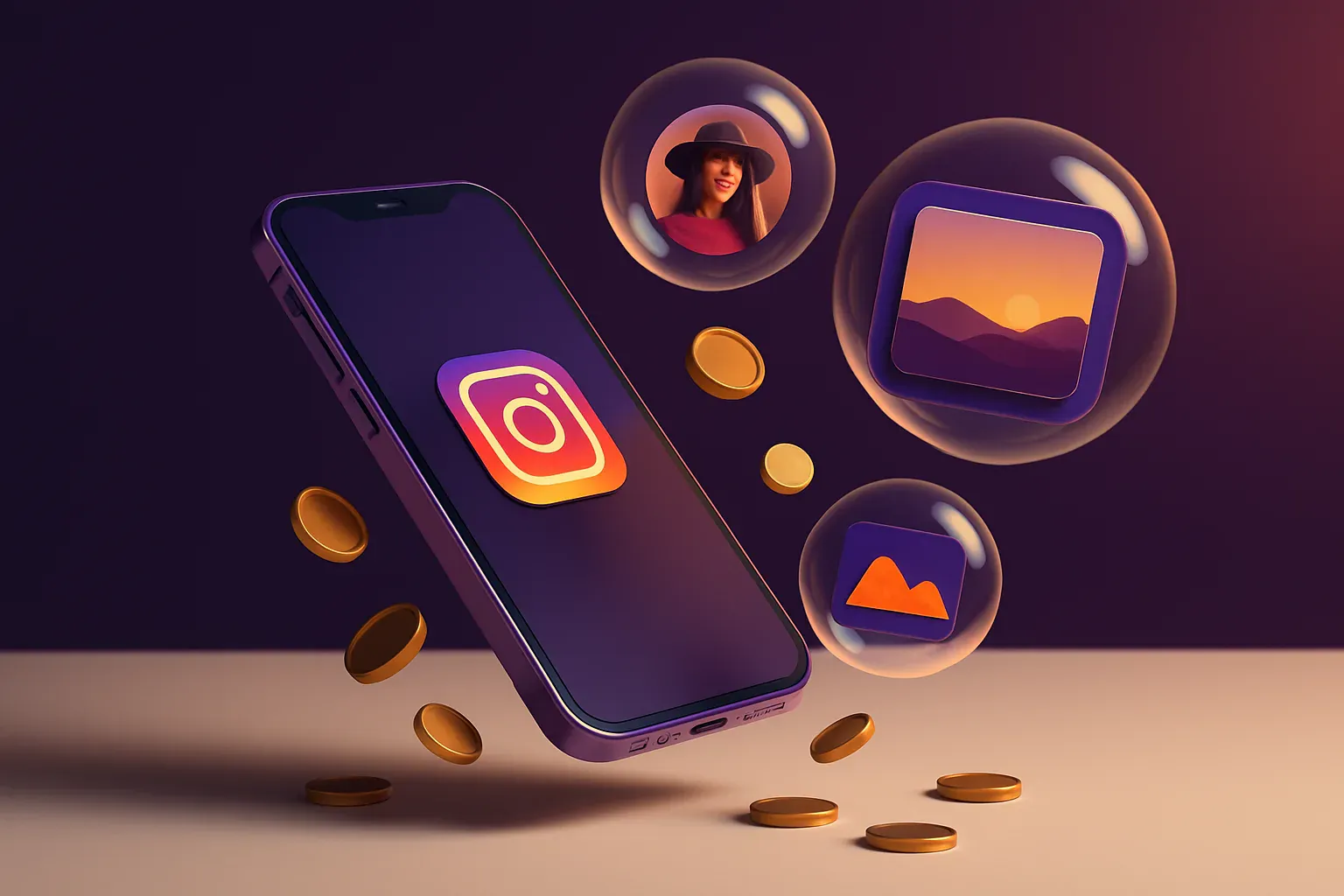 Illustration éditoriale — budget Instagram Ads pour PME