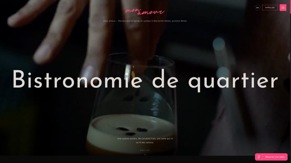 Site de Mon Amour, restaurant à Marseille, réalisation Digiflow