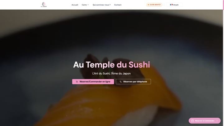 Site de Au Temple du Sushi, réalisation Digiflow