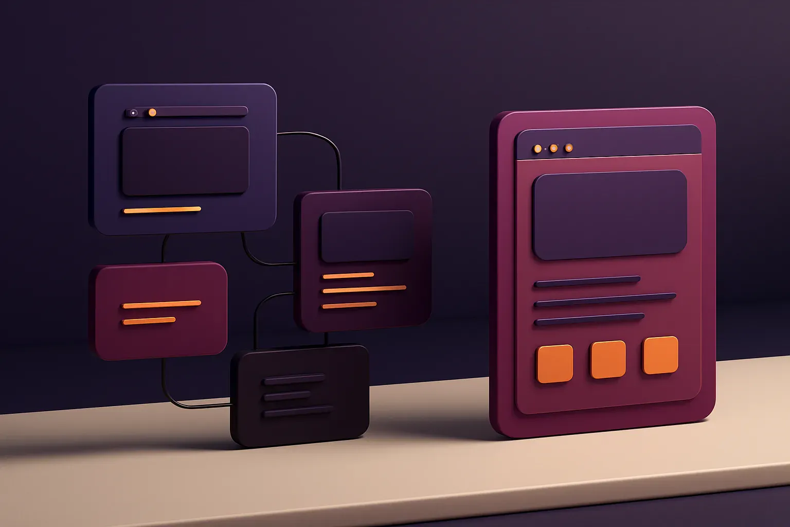 Illustration éditoriale — Headless CMS vs Webflow