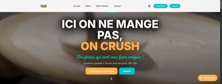 Site de Pizza Crush, réalisation Digiflow