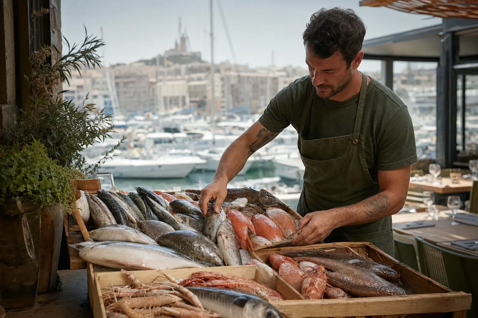 Illustration of the month-by-month calendar of seasonal Mediterranean fish