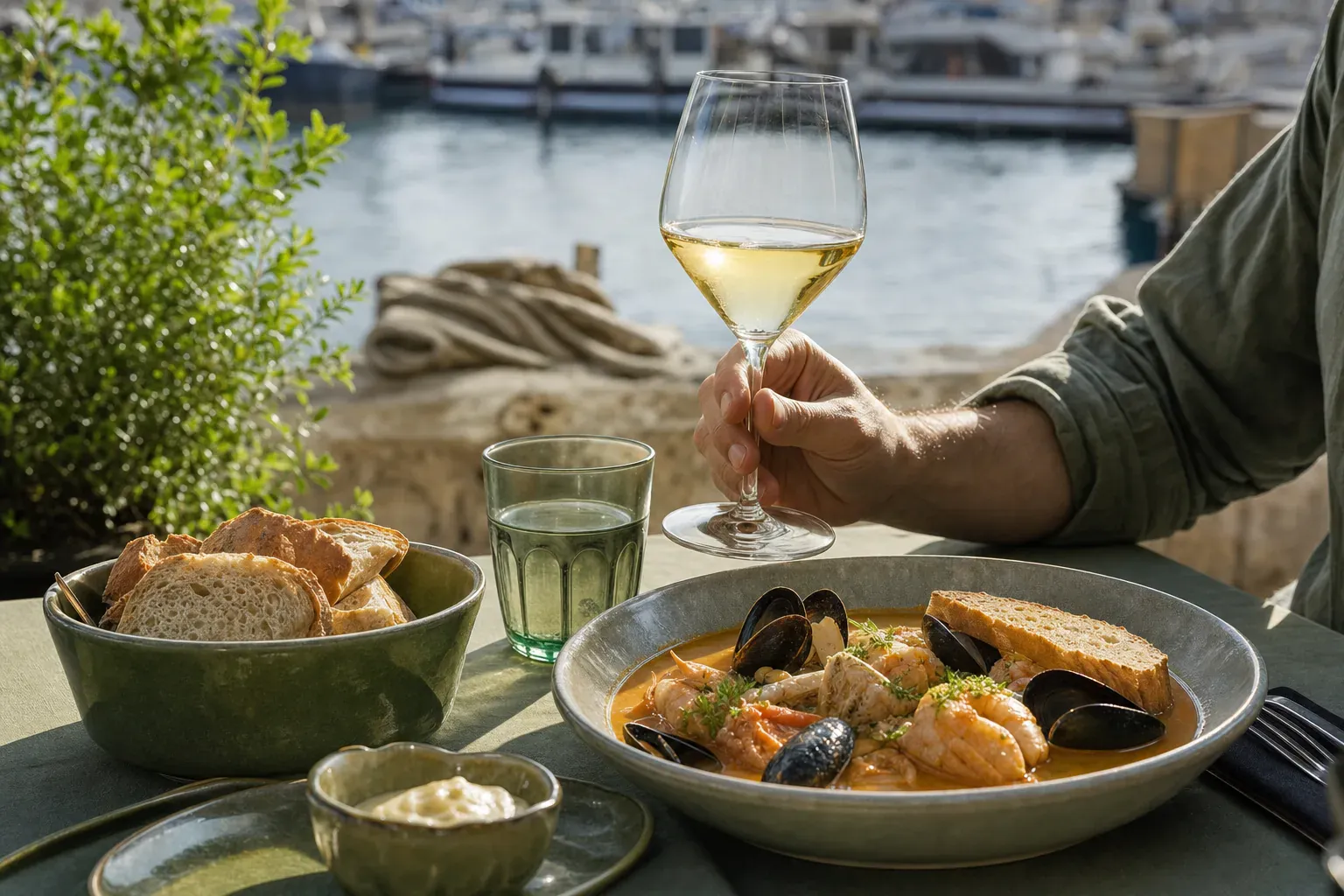 Illustration of Provençal wine pairings with bouillabaisse