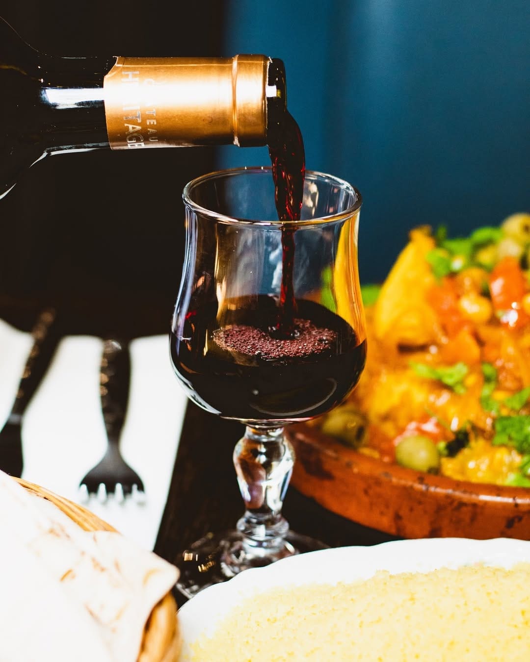 Verre de vin libanais en service
