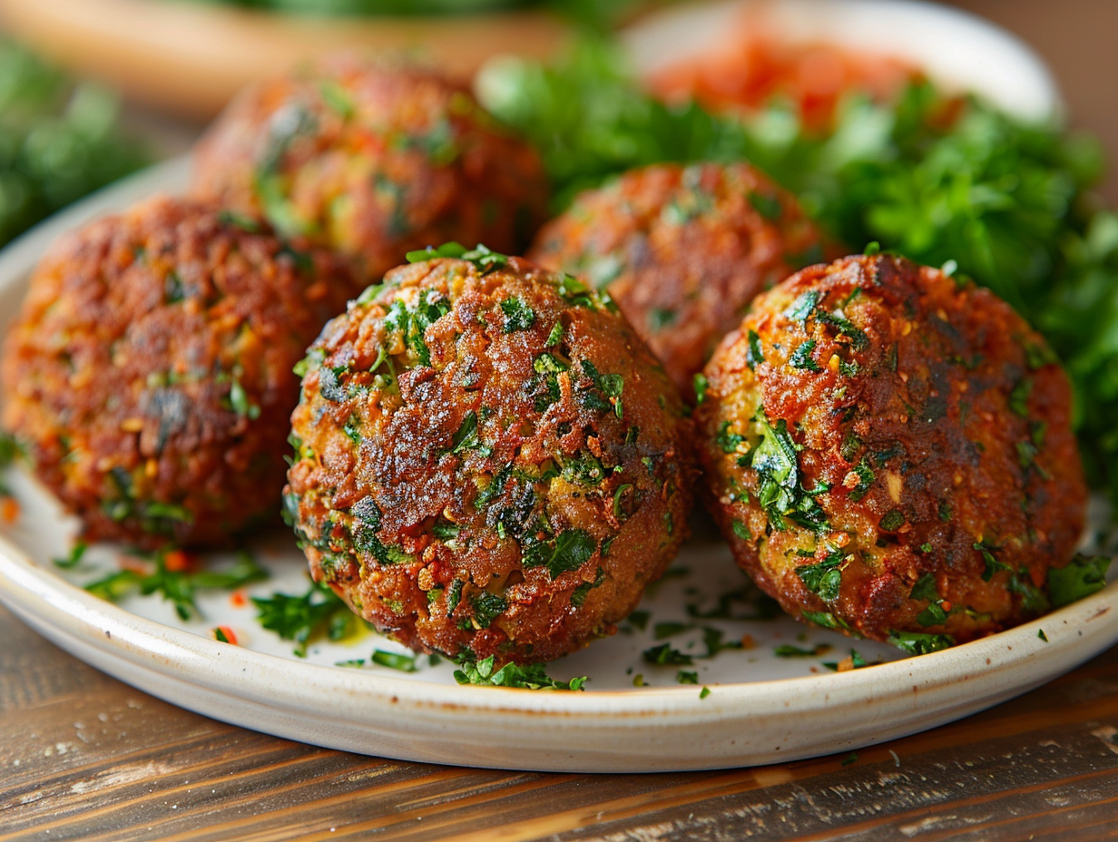 Falafel, Boulettes de pois chiches frites dans l'huile, épices., fait maison au Cèdre, restaurant libanais à Nantes