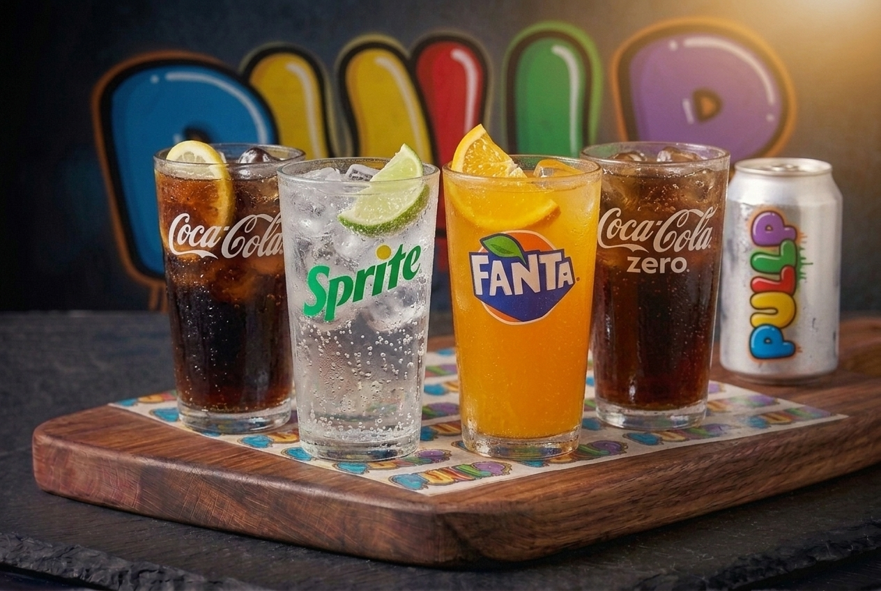 Boissons classiques (33cl) — Coca-Cola · Coca Zero · Fanta · Sprite · Oasis.