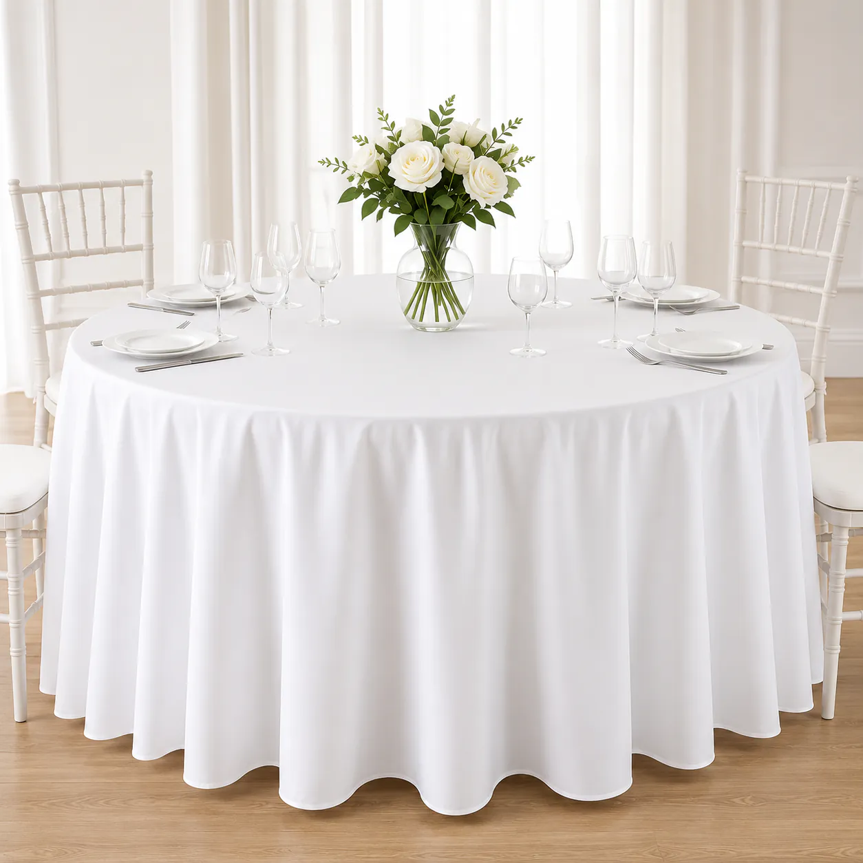 Nappe blanche table ronde