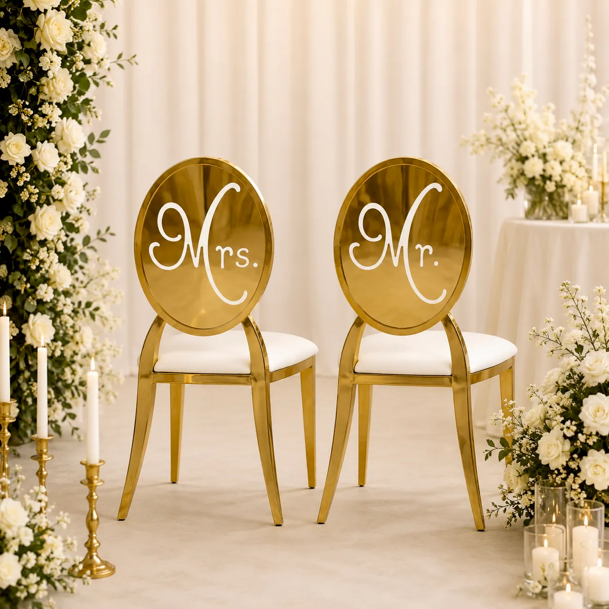 Chaise dorée mariés