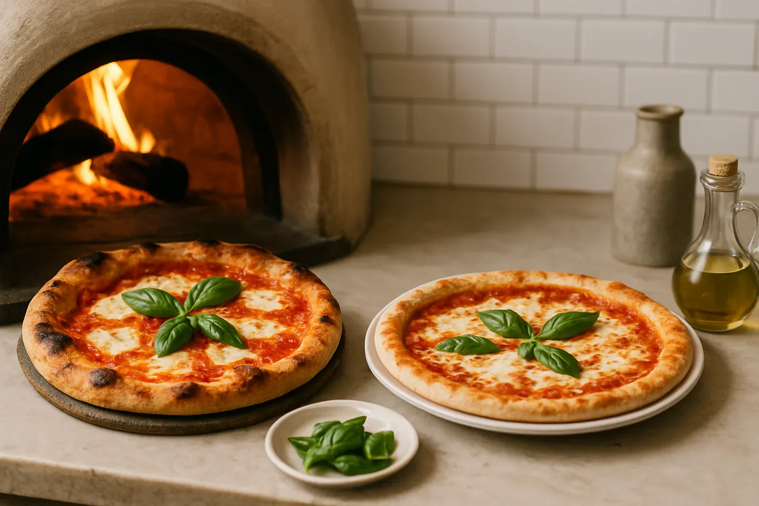 Pizza garnie sortant du four à feu de bois de La Paillote, aux Milles à Aix-en-Provence
