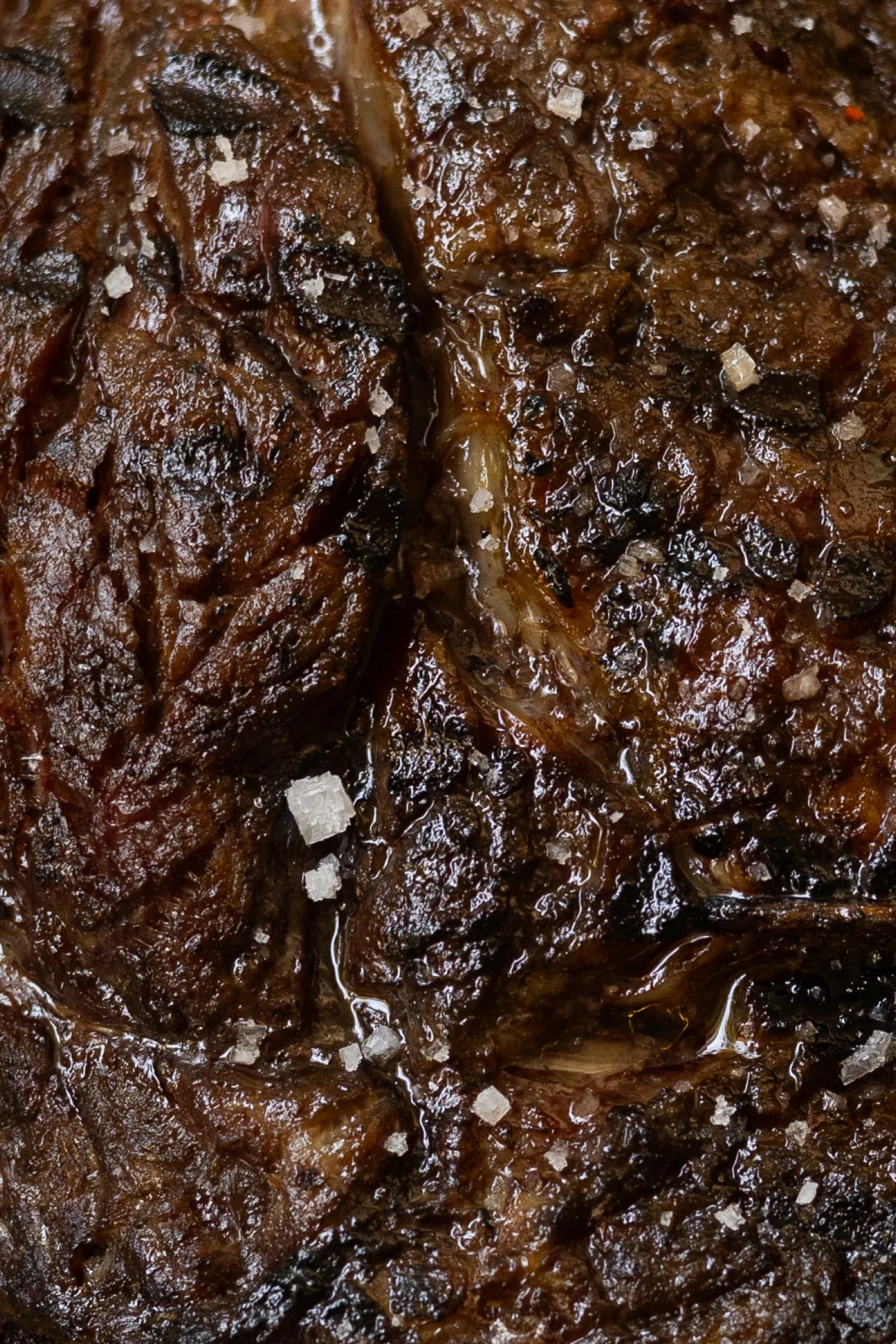 Gros plan sur une viande grillée et sa fleur de sel