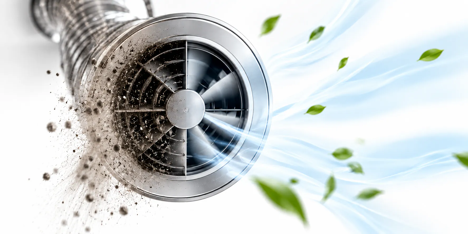 Conduit de ventilation montrant le contraste entre une face encrassée et une face propre