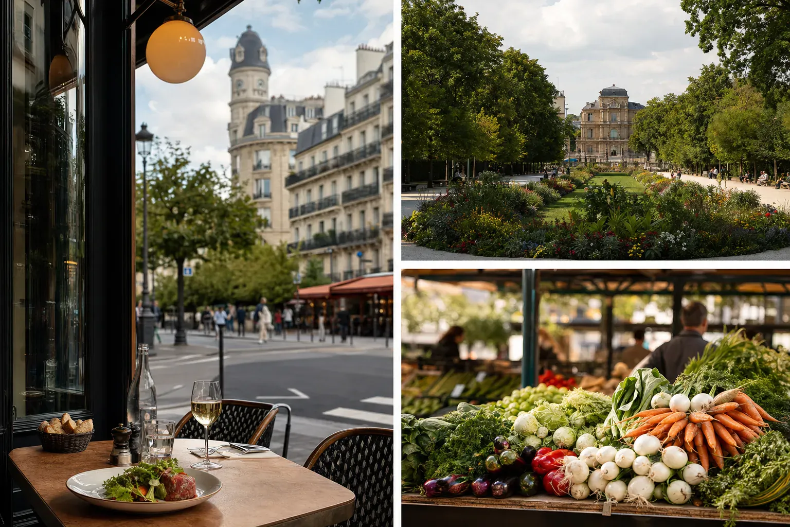 Flower-covered facade of a Parisian cafe in the 14th arrondissement near Alesia