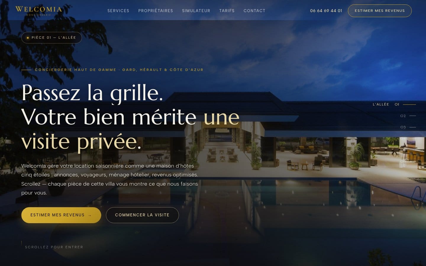 Site de Welcomia Conciergerie, réalisation Digiflow