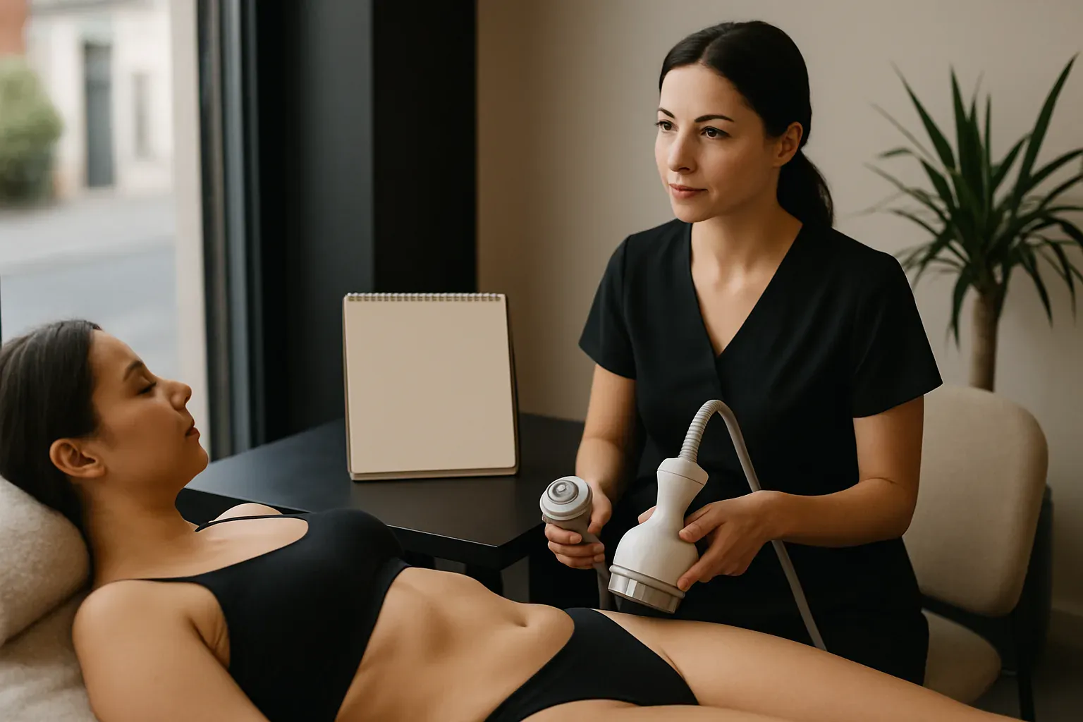Illustration comparant deux approches du remodelage corporel selon le type de cellulite