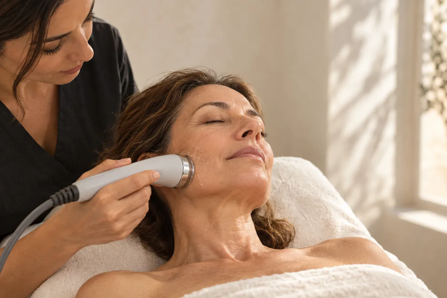 Soin du visage à l'appareil réalisé en cabine privée au studio de Marseille 6ᵉ