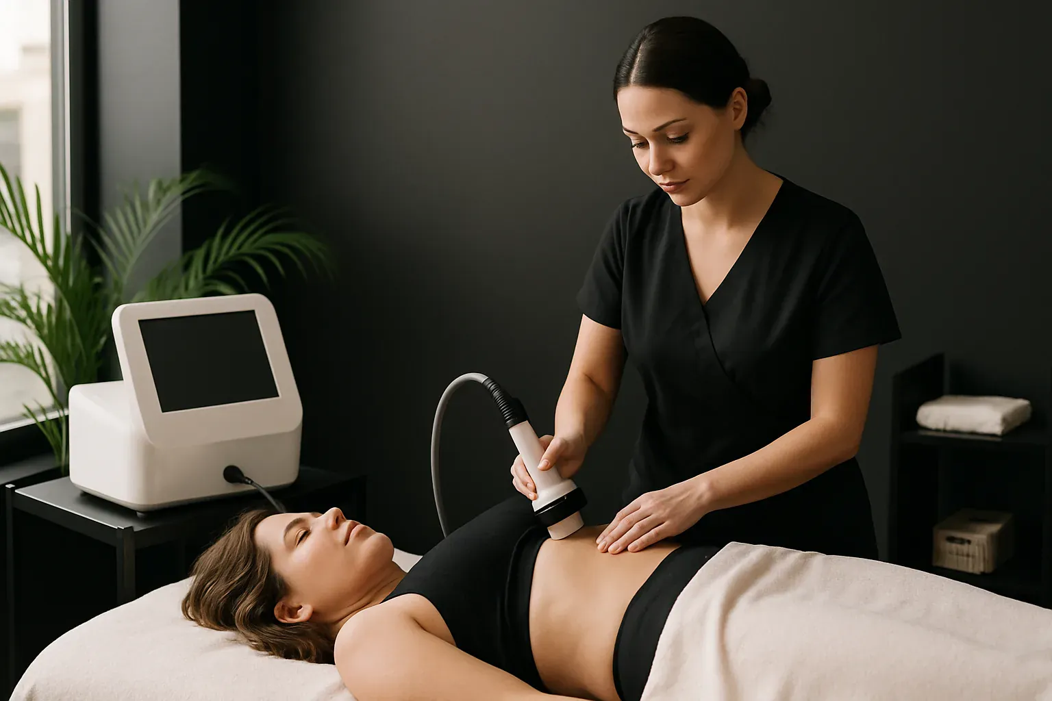 Illustration du fonctionnement de la lipocavitation : ondes ultrasonores et tissu graisseux