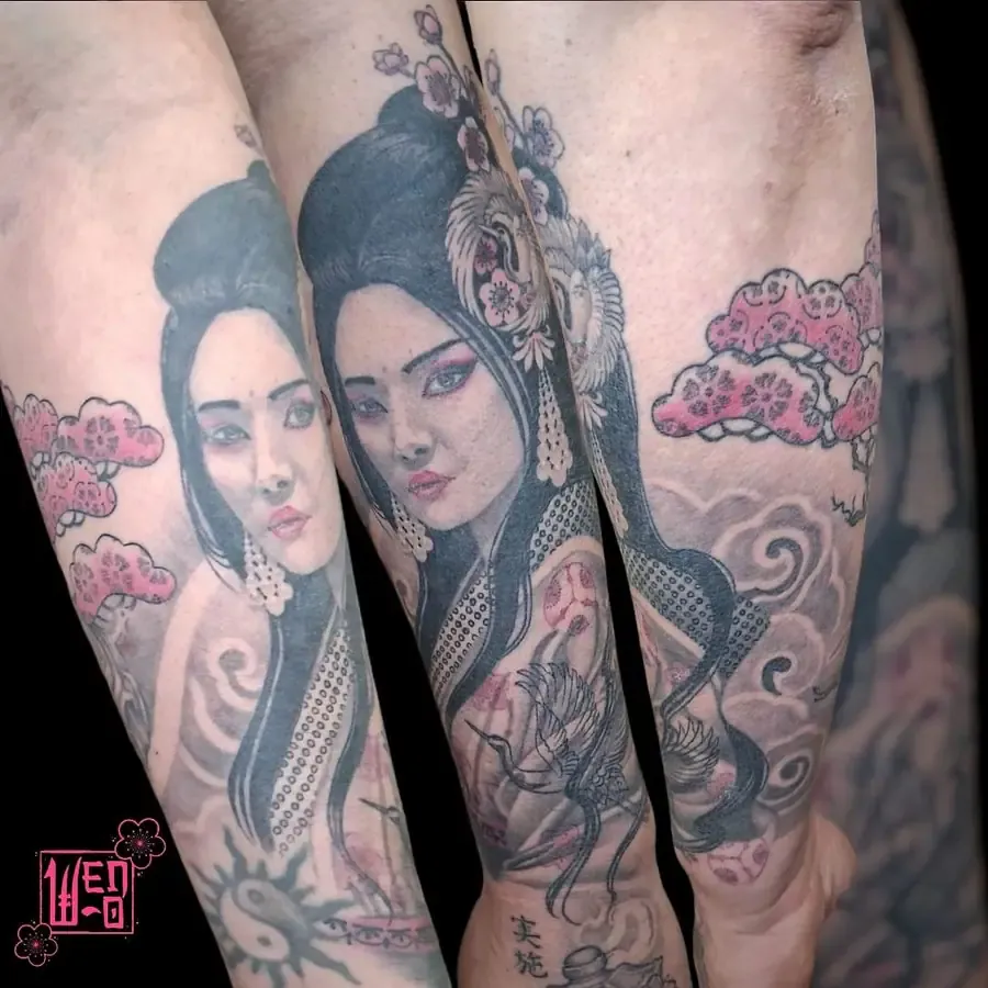 Geishas et nuages japonais en manchette — Wendy