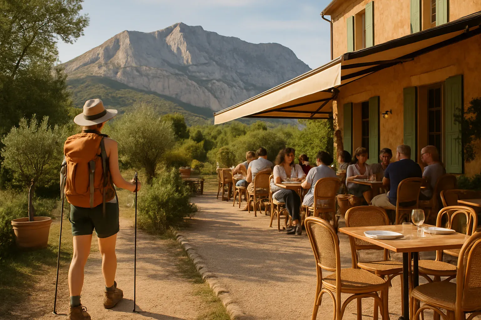 Sentier du massif de la Sainte-Victoire menant vers une table du Pays d’Aix
