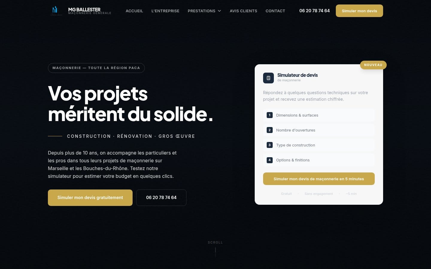 Site de Maçonnerie Générale Ballester, réalisation Digiflow