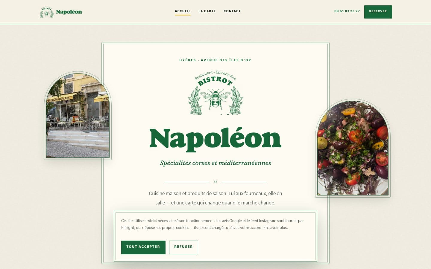 Site de Bistrot Napoleon, réalisation Digiflow