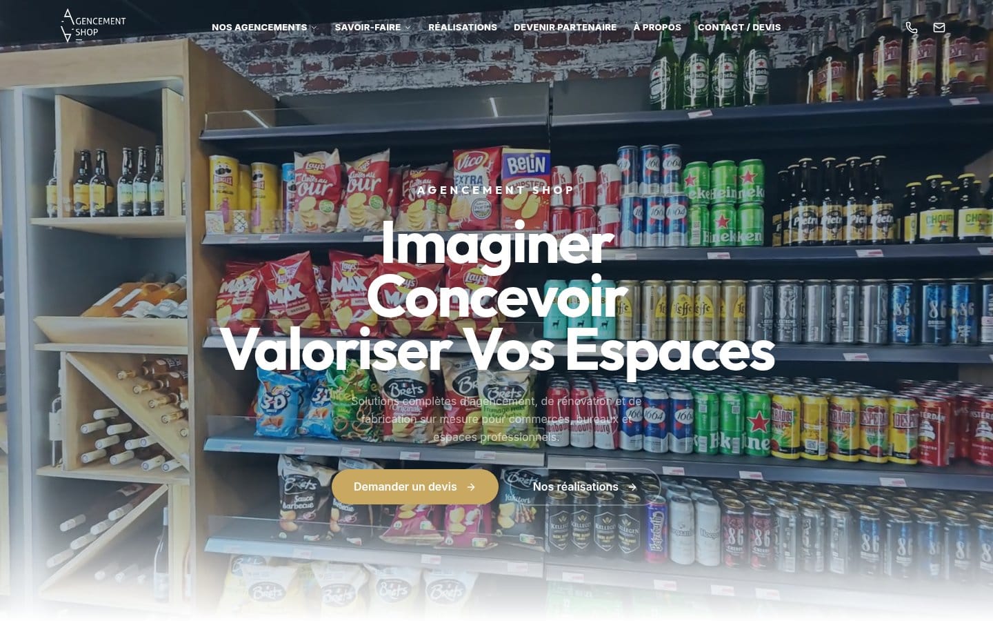 Site de Agencement Shop, réalisation Digiflow