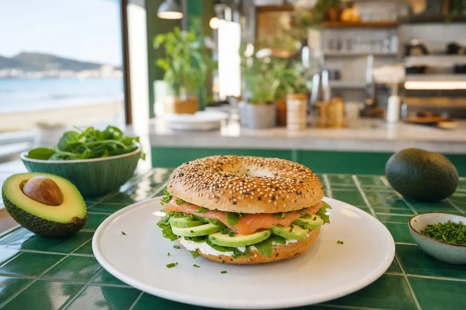 Illustration du guide des calories d’un bagel garni par type de garniture