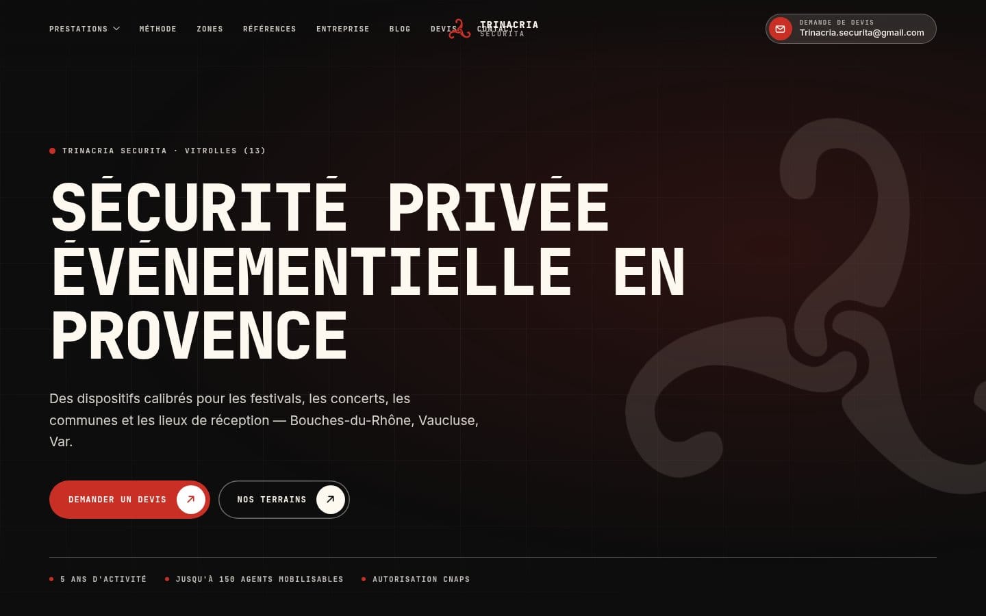 Site de Trinacria Securita, réalisation Digiflow